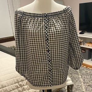 Polly & Esther gingham off the shoulder shirt